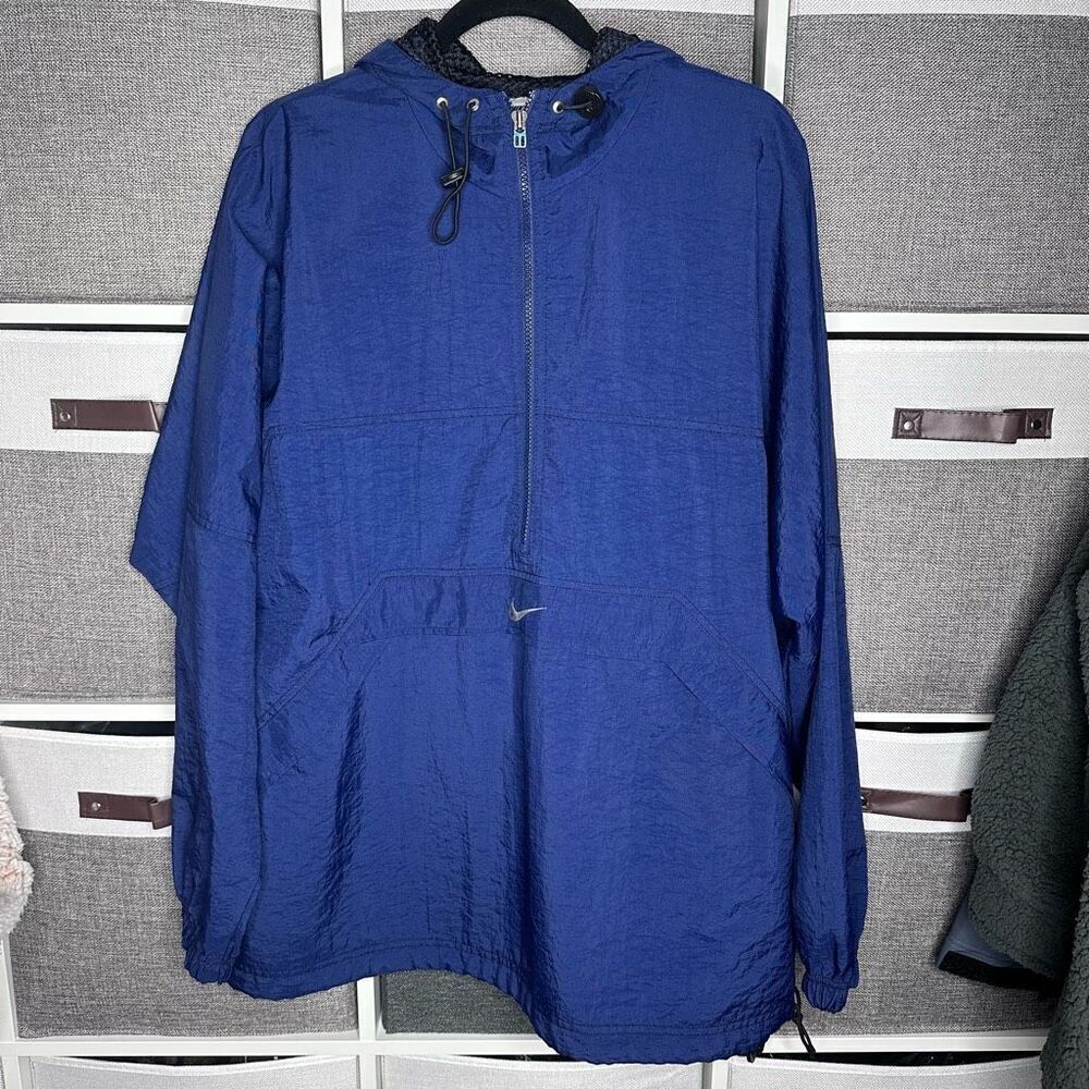 Nike Vintage 90s Anorak Pullover Top Windbreaker Navy Blue Sz Mens Medium
